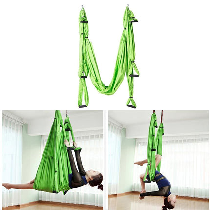 6 Handles Bodybuilding Handstand Inelasticity Aerial Yoga Hammock(Green)-garmade.com