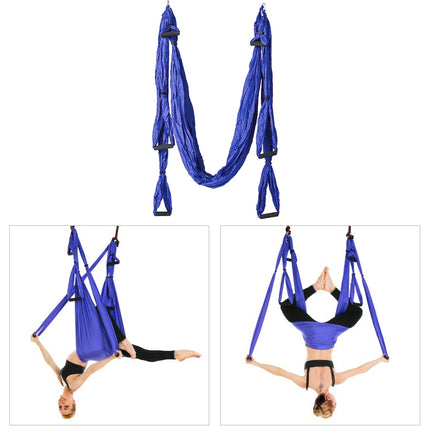 6 Handles Bodybuilding Handstand Inelasticity Aerial Yoga Hammock(Purple)-garmade.com