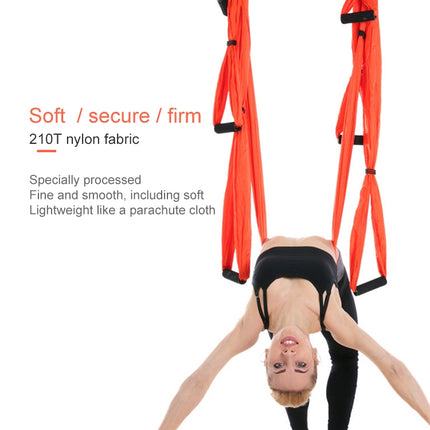 6 Handles Bodybuilding Handstand Inelasticity Aerial Yoga Hammock(Red)-garmade.com