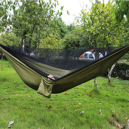 Portable Outdoor Parachute Hammock with Mosquito Nets (Army Green)-garmade.com