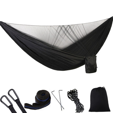 Portable Outdoor Parachute Hammock with Mosquito Nets (Black)-garmade.com