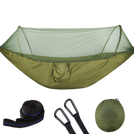 Portable Outdoor Camping Full-automatic Nylon Parachute Hammock with Mosquito Nets, Size : 290 x 140cm (Army Green)-garmade.com