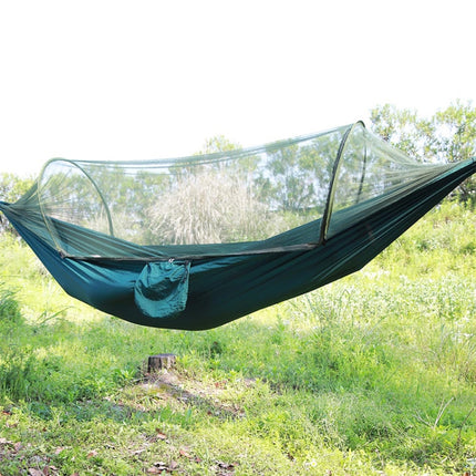 Portable Outdoor Camping Full-automatic Nylon Parachute Hammock with Mosquito Nets, Size : 290 x 140cm (Dark Green)-garmade.com