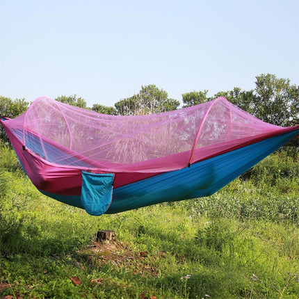 Portable Outdoor Camping Full-automatic Nylon Parachute Hammock with Mosquito Nets, Size : 290 x 140cm (Pink Blue)-garmade.com