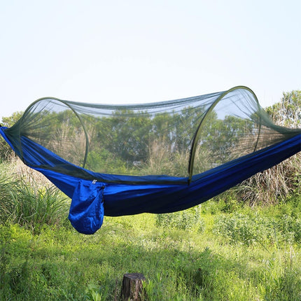 Portable Outdoor Camping Full-automatic Nylon Parachute Hammock with Mosquito Nets, Size : 290 x 140cm (Blue)-garmade.com
