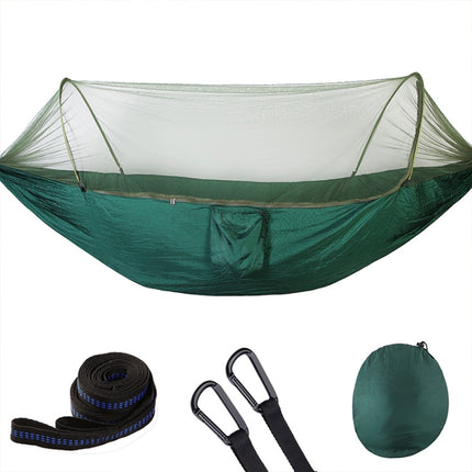 Portable Outdoor Camping Full-automatic Nylon Parachute Hammock with Mosquito Nets, Size : 250 x 120cm (Dark Green)-garmade.com
