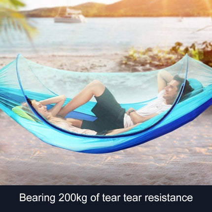 Portable Outdoor Camping Full-automatic Nylon Parachute Hammock with Mosquito Nets, Size : 250 x 120cm (Silver Gray + Orange)-garmade.com