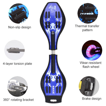 Fashion Vulcan Pattern Two-wheeled Skateboard Luminous Flash Wheel Vitality Board(Blue)-garmade.com