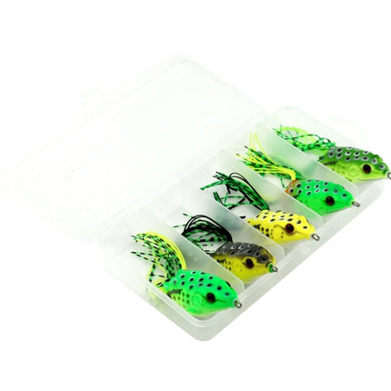 HENGJIA 5 PCS Soft Baits Water-hit Fishing Lures Ray Frog Baits with Plastic Box-garmade.com