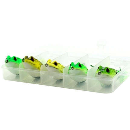 HENGJIA 5 PCS Soft Baits Water-hit Fishing Lures Ray Frog Baits with Plastic Box-garmade.com