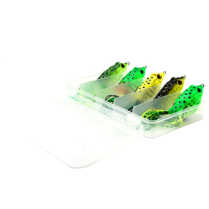 HENGJIA 5 PCS Soft Baits Water-hit Fishing Lures Ray Frog Baits with Plastic Box-garmade.com