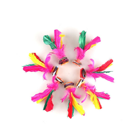 5 PCS Colourful Feather Kick Shuttlecock Foot Exercise Toy, Random Color Delivery-garmade.com