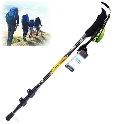 KODENOR Outdoor Mountaineering Portable Foldable Carbon Fibre Straight Handle Alpenstocks Trekking Poles, Length : 63-135CM (Black Yellow)-garmade.com