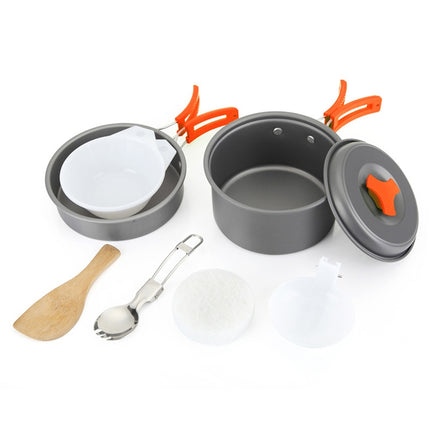Aotu AT6385 Outdoor Camping Tableware Pots Cookwear Set for 1-2 Person(Orange)-garmade.com