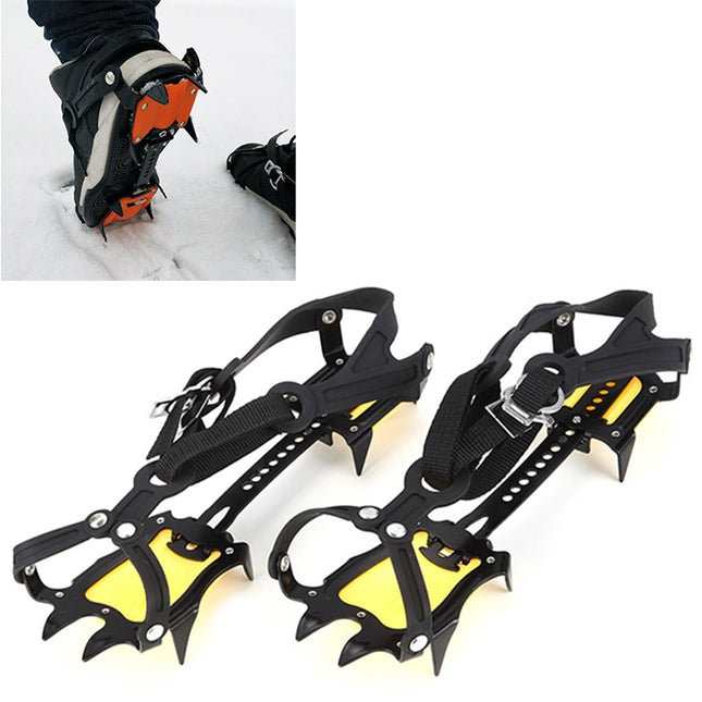 Aotu AT8701 One Pair 10 Teeth Anti-Slip Ice Gripper Snow Climbing Shoes Covers(Yellow)-garmade.com