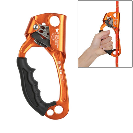 XINDA TP-8606 Outdoor Rock Climbing Aerial Work Anti-fall Handheld Rope Gripper for 8-12mm Diameter Rope left(Orange)-garmade.com