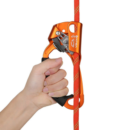 XINDA TP-8606 Outdoor Rock Climbing Aerial Work Anti-fall Handheld Rope Gripper for 8-12mm Diameter Rope left(Orange)-garmade.com
