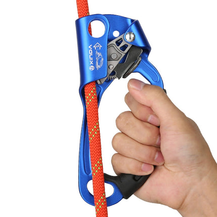 XINDA TP-8606 Outdoor Rock Climbing Aerial Work Anti-fall Handheld Rope Gripper for 8-12mm Diameter Rope Right(Blue)-garmade.com