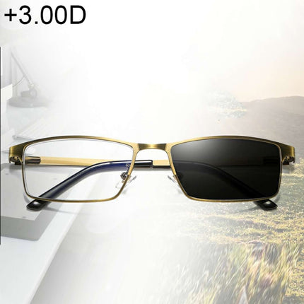 Dual-purpose Photochromic Presbyopic Glasses, +3.00D(Gold)-garmade.com