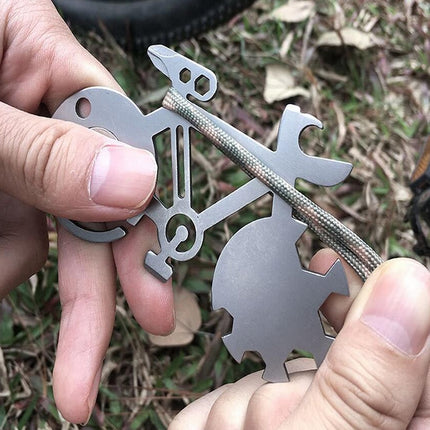 Bicycle Shape Portable Outdoor Survival Multi-function Tool Stainless Steel Card Knife-garmade.com