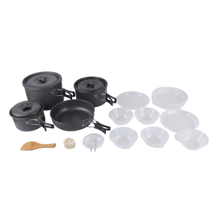DS-500 Outdoor Camping Ultra Light Weight 15 Piece Cookware Stackable Set for 4-5 People, Size: Large-garmade.com