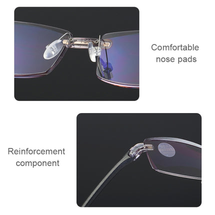 Rimless Anti Blue-ray Blue Film Lenses Presbyopic Glasses, +1.50D(Black)-garmade.com