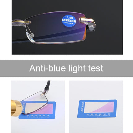 Rimless Anti Blue-ray Blue Film Lenses Presbyopic Glasses, +2.00D(Brown)-garmade.com
