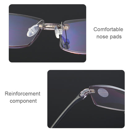 Rimless Anti Blue-ray Blue Film Lenses Presbyopic Glasses, +2.50D(Black)-garmade.com