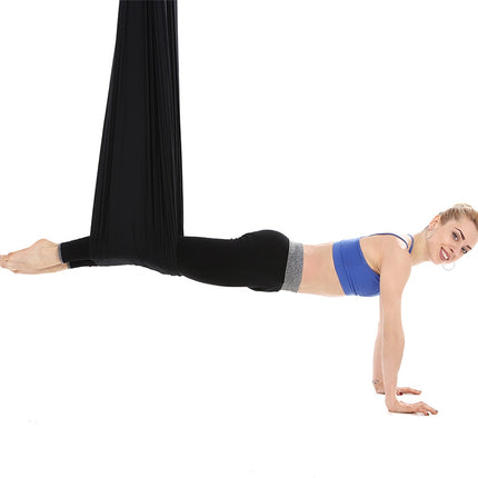Household Handstand Elastic Stretching Rope Aerial Yoga Hammock Set(Black)-garmade.com