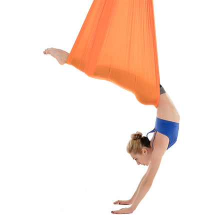 Household Handstand Elastic Stretching Rope Aerial Yoga Hammock Set(Orange)-garmade.com