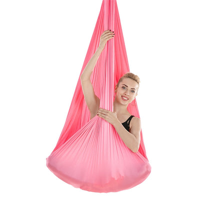 Household Handstand Elastic Stretching Rope Aerial Yoga Hammock Set(Pink)-garmade.com