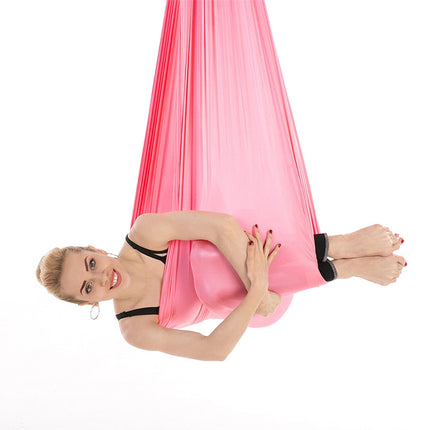 Household Handstand Elastic Stretching Rope Aerial Yoga Hammock Set(Pink)-garmade.com