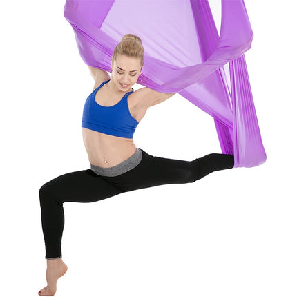 Household Handstand Elastic Stretching Rope Aerial Yoga Hammock Set(Light Purple)-garmade.com