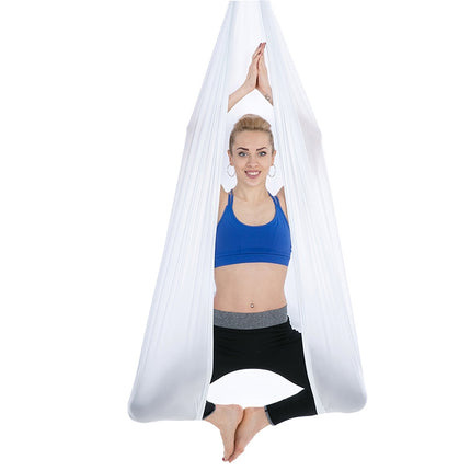 Household Handstand Elastic Stretching Rope Aerial Yoga Hammock Set(White)-garmade.com