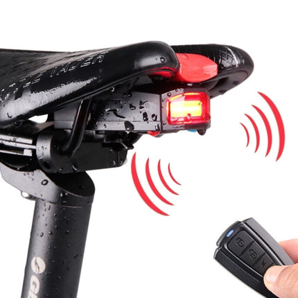 IP65 Waterproof USB Rechargeable Smart COB LED Alarm Bicycle Rear Light Taillight with Remote Control, Control Distance: 1-100m-garmade.com