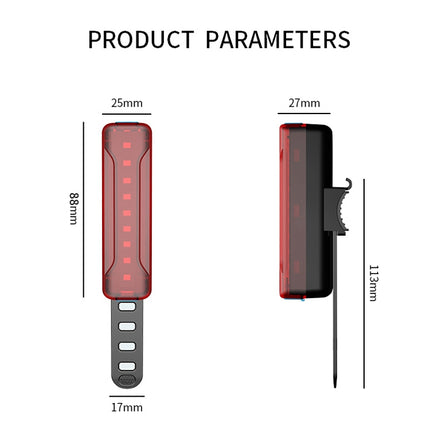 A02 Bicycle Taillight Bicycle Riding Motorcycle Electric Car LED Mountain Bike USB Charging Safety Warning Light (100 Hours, Plastic Bag)-garmade.com
