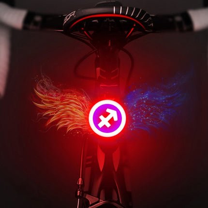 USB Charging Red Blue Color Riding Light Rear Lamp Safety Warning Light (Sagittarius Style)-garmade.com
