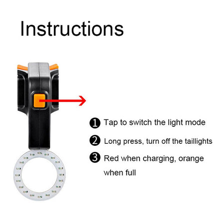 USB Charging Red Blue Color Riding Light Rear Lamp Safety Warning Light (Leo Style)-garmade.com