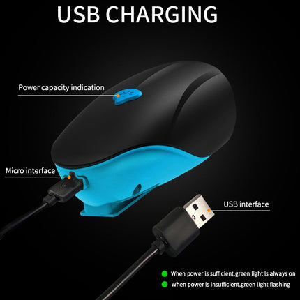 USB Charging Bike LED Riding Light, Charging 6 Hours with Horn & Line Control (Blue)-garmade.com