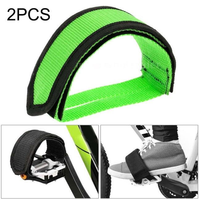 2 PCS Bicycle Pedals Bands Feet Set With Anti-slip Straps Beam Foot(Green)-garmade.com