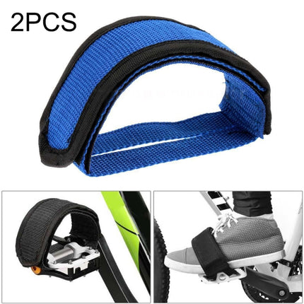 2 PCS Bicycle Pedals Bands Feet Set With Anti-slip Straps Beam Foot(Blue)-garmade.com