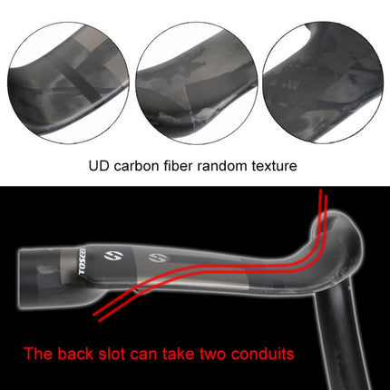 TOSEEK UD Carbon Fiber Texture Road Bike Handlebar, Size: 440mm (UD Matte)-garmade.com