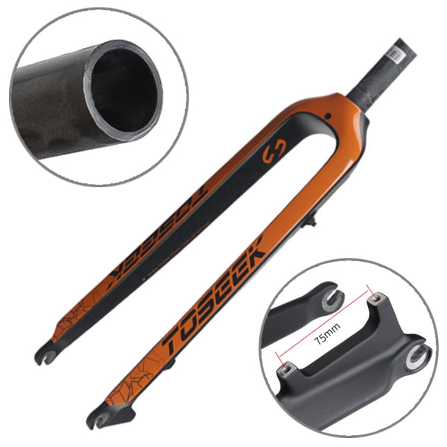 TOSEEK Ultra Light 27.5 Inch 405mm Mountain Bike Full Carbon Front Fork Straight Head Tube Disc Brake(Orange)-garmade.com