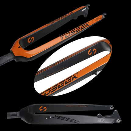 TOSEEK Ultra Light 27.5 Inch 405mm Mountain Bike Full Carbon Front Fork Straight Head Tube Disc Brake(Orange)-garmade.com