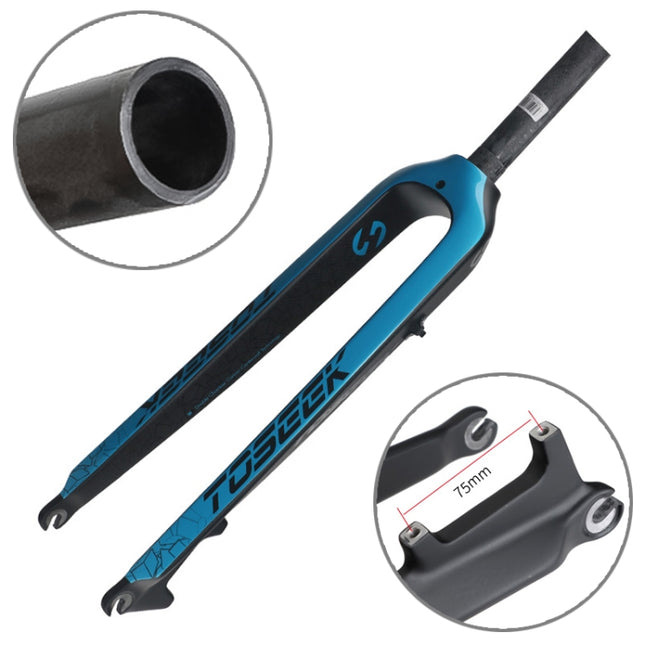 TOSEEK Ultra Light 27.5 Inch 405mm Mountain Bike Full Carbon Front Fork Straight Head Tube Disc Brake(Blue)-garmade.com