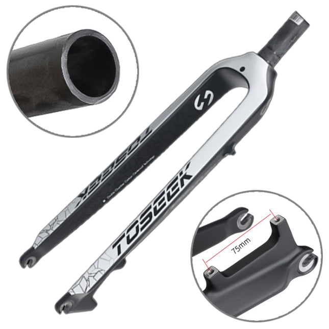 TOSEEK Ultra Light 27.5 Inch 405mm Mountain Bike Full Carbon Front Fork Straight Head Tube Disc Brake(White)-garmade.com