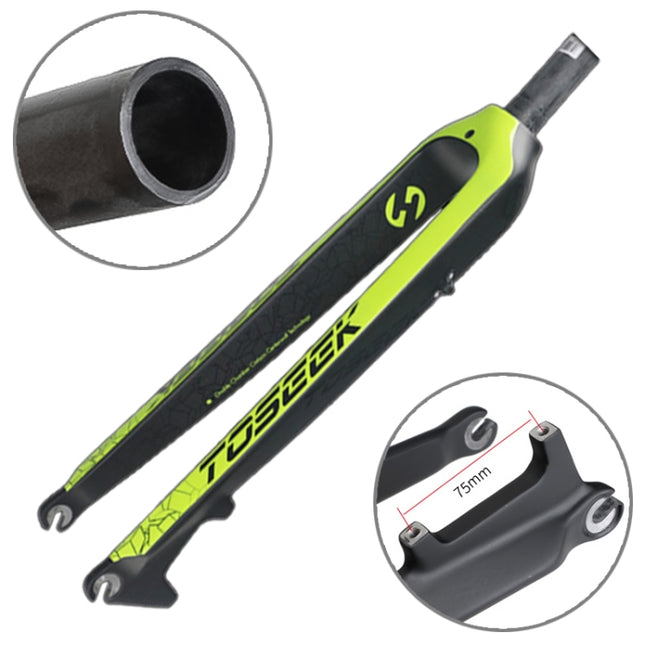 TOSEEK Ultra Light 29 Inch 435mm Mountain Bike Full Carbon Front Fork Straight Head Tube Disc Brake(Green)-garmade.com