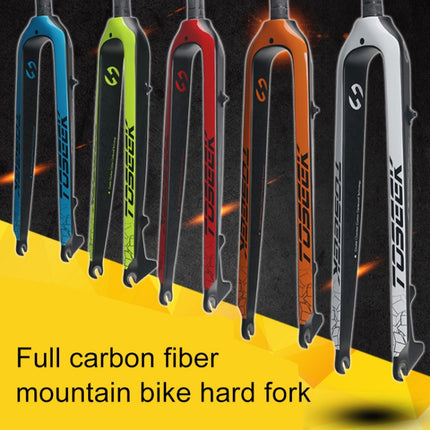TOSEEK Ultra Light 29 Inch 435mm Mountain Bike Full Carbon Front Fork Straight Head Tube Disc Brake(Green)-garmade.com