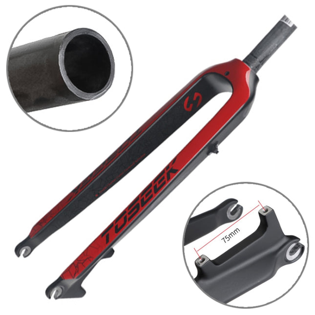 TOSEEK Ultra Light 29 Inch 435mm Mountain Bike Full Carbon Front Fork Straight Head Tube Disc Brake(Red)-garmade.com