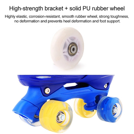 Children Full-flash White Roller Skates Skating Shoes, Straight Row Wheel, Size : M(Blue)-garmade.com